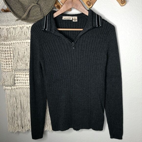 DKNY 1/4 Zip Gray Sweater Small - Picture 1 of 5